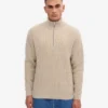 Pull col zippé en laine mérinos - Blanc ivoire