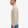 Pull col zippé en laine mérinos - Blanc ivoire