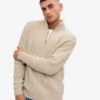 Pull col zippé en laine mérinos - Blanc ivoire