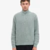 Pull col zippé en laine mérinos - Bleu acier