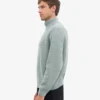 Pull col zippé en laine mérinos - Bleu acier