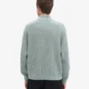 Pull col zippé en laine mérinos - Bleu acier