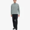 Pull col zippé en laine mérinos - Bleu acier
