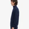 Pull col zippé en laine mérinos - Bleu marine