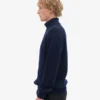 Pull col zippé en laine mérinos - Bleu marine