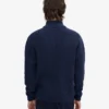 Pull col zippé en laine mérinos - Bleu marine