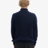 Pull col zippé en laine mérinos - Bleu marine