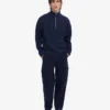 Pull col zippé en laine mérinos - Bleu marine