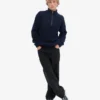Pull col zippé en laine mérinos - Bleu marine