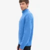 Pull col zippé en laine mérinos - Bleu Pacifique