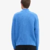 Pull col zippé en laine mérinos - Bleu Pacifique
