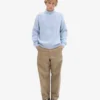 Pull col zippé en laine mérinos - Bleu polaire