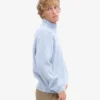 Pull col zippé en laine mérinos - Bleu polaire