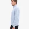Pull col zippé en laine mérinos - Bleu polaire