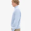 Pull col zippé en laine mérinos - Bleu polaire