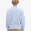 Pull col zippé en laine mérinos - Bleu polaire