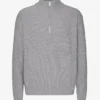 Pull col zippé en laine mérinos - Gris chiné