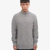 Pull col zippé en laine mérinos - Gris chiné