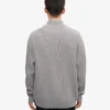 Pull col zippé en laine mérinos - Gris chiné