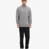 Pull col zippé en laine mérinos - Gris chiné