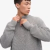 Pull col zippé en laine mérinos - Gris chiné