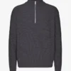 Pull col zippé en laine mérinos - Gris lave
