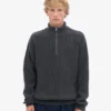 Pull col zippé en laine mérinos - Gris lave