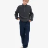 Pull col zippé en laine mérinos - Gris lave