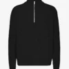 Pull col zippé en laine mérinos - Noir intense