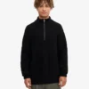 Pull col zippé en laine mérinos - Noir intense