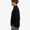 Pull col zippé en laine mérinos - Noir intense