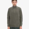 Pull col zippé en laine mérinos - Olive poussiéreux