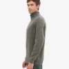 Pull col zippé en laine mérinos - Olive poussiéreux