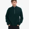 Pull col zippé en laine mérinos - Rouge sang de bœuf