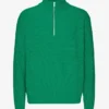 Pull col zippé en laine mérinos - Vert Kelly