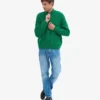 Pull col zippé en laine mérinos - Vert Kelly