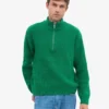 Pull col zippé en laine mérinos - Vert Kelly