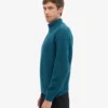 Pull col zippé en laine mérinos - Vert océan