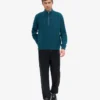 Pull col zippé en laine mérinos - Vert océan