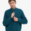 Pull col zippé en laine mérinos - Vert océan