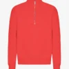 Pull col zippé quart de longueur bio - Rouge mandarine