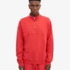 Pull col zippé quart de longueur bio - Rouge mandarine