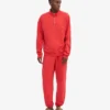 Pull col zippé quart de longueur bio - Rouge mandarine