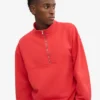 Pull col zippé quart de longueur bio - Rouge mandarine