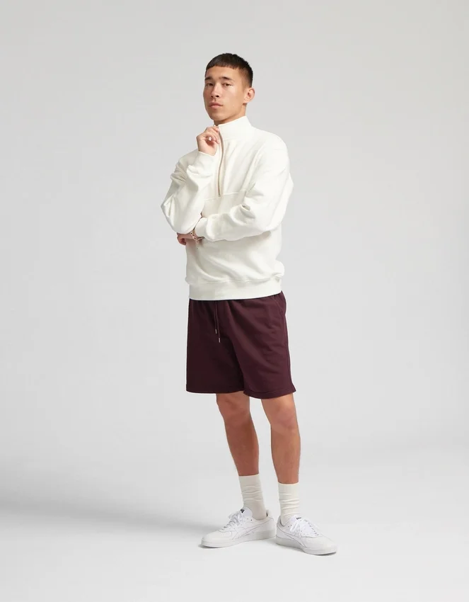 Pull col zippé quart de longueur en coton bio - Bleu saphir