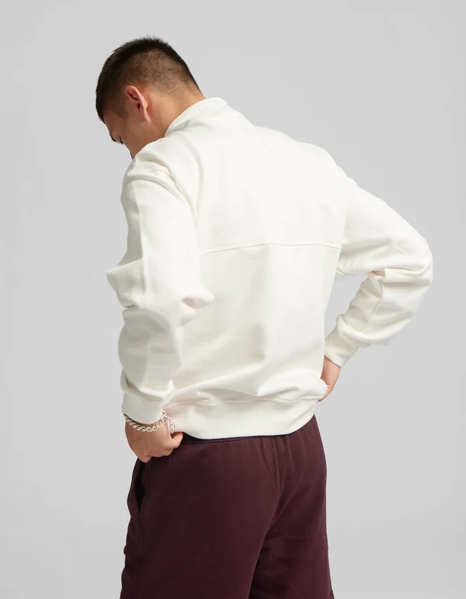 Pull col zippé quart de longueur en coton bio - Bleu saphir