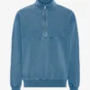 Pull col zippé quart de longueur en coton bio - Indigo délavé