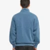 Pull col zippé quart de longueur en coton bio - Indigo délavé