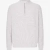 Pull col zippé quart de longueur en laine mérinos - Mélange neige