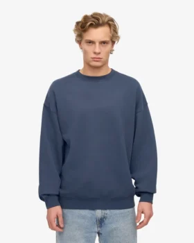 Pull oversize en coton bio – Bleu pétrole